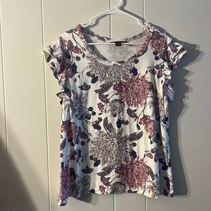 Hot Kiss Floral Blouse with Arm Ruffle Size 2X